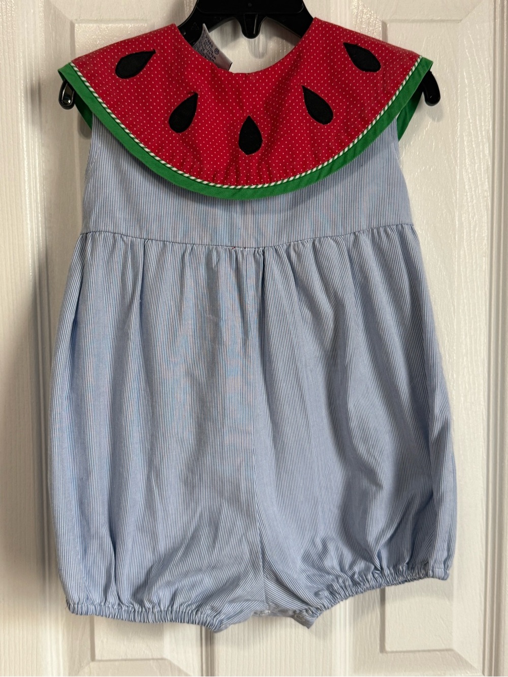 Vintage Samara Girls Bubble Romper Blue Pinstripe Sailor Collar size 3T